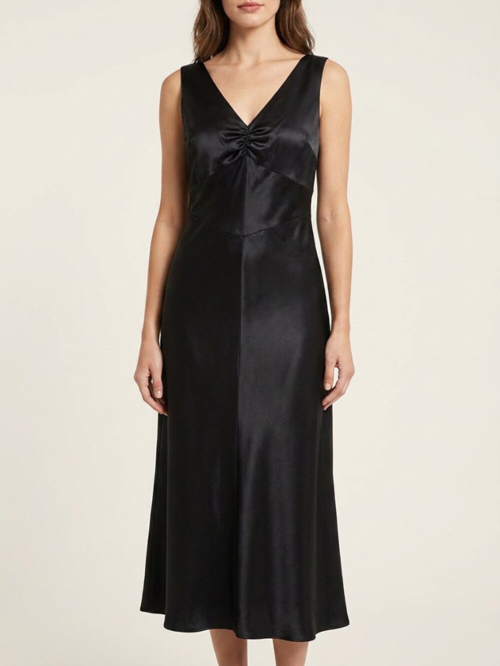 Black Silk Blend Midi Slip Dress 12 Cocktail Party Wedding Guest Whimsigoth